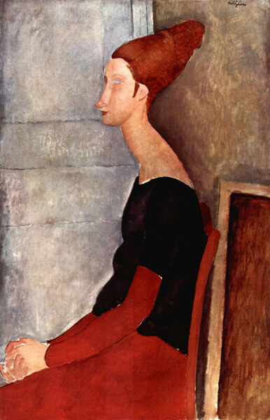 Modigliani - Portrait of Jeanne Hebuterne in dark clothes by Modigliani